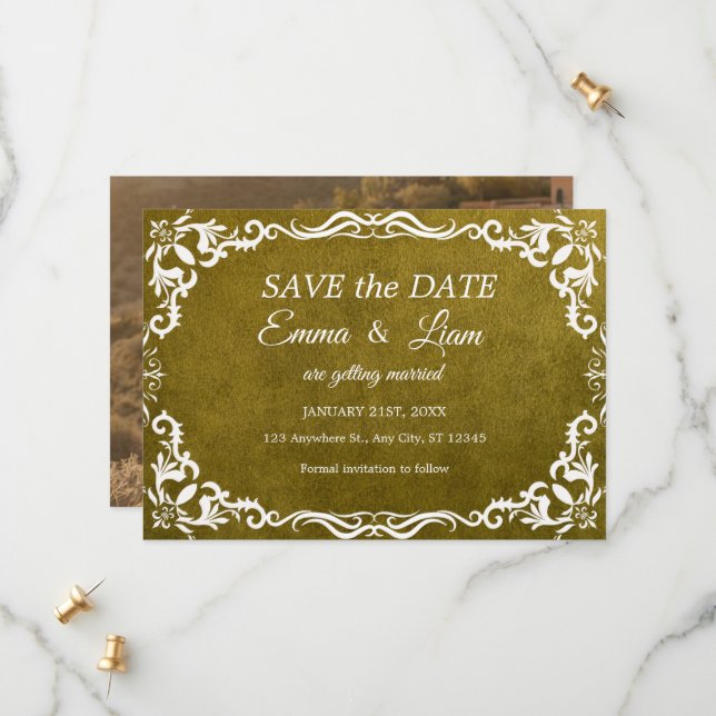 Reserve A Data Casamento Verde Rústico Mexicano – Salve a Data (Frente/Verso In Situ)