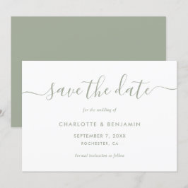 Reserve A Data Casamento Verde Sage Minimalista Elegante
