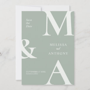 Reserve A Data Casamento Verde Sage Minimalista Moderna Salvar a 