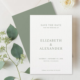 Reserve A Data Casamento Verde Sage Minimalista Simples