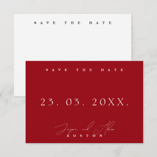 Reserve A Data Casamento Vermelho Carmesim Branco Mínimo Salve a