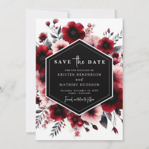 Reserve A Data Casamento Vermelho Chic Modern Crimson