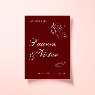 Reserve A Data Casamento Vermelho Cupido Cupido Cutópico Brurgund