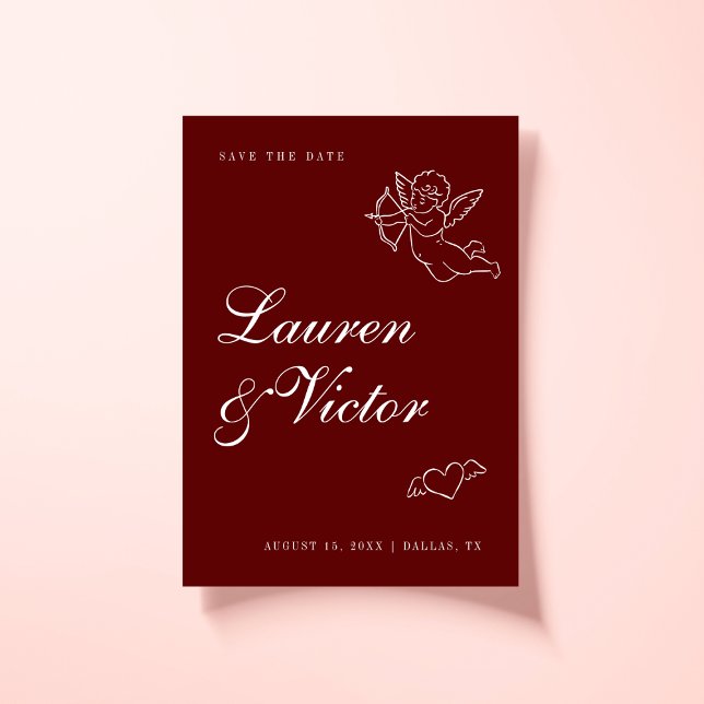 Reserve A Data Casamento Vermelho Cupido Cupido Cutópico Brurgund (Criador carregado)