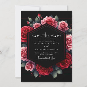 Reserve A Data Casamento Vermelho de Crimson com Tipografia Repro