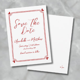 Reserve A Data Casamento Vermelho Desenhado à Mão Salve a Data