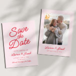 Reserve A Data Casamento Vermelho e Rosa Mínimo Moderno<br><div class="desc">Este é um moderno Mínimo Mínimo Rosa e Casamento Vermelho Salvem o Cartão de Data!</div>