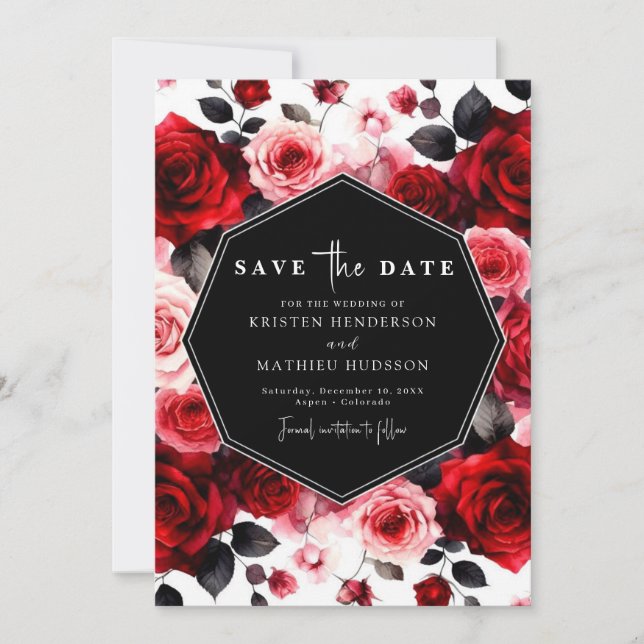 Reserve A Data Casamento Vermelho Mínimo de Crimson (Frente)