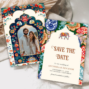 Reserve A Data Casamento Vibrante de Elefantes Folk Indianos