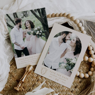 Reserve A Data Casamento vintage de Boho Dourado Minimalista de C