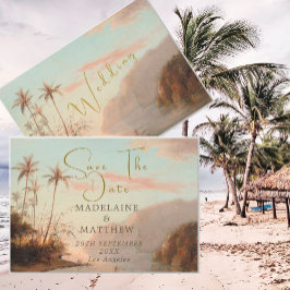 Reserve A Data Casamento vintage De Palmeiras Tropicais Salvar A