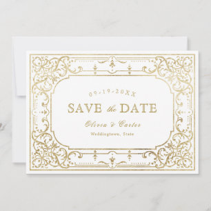 Reserve A Data casamento vintage Dourado e elegante do ornamentad