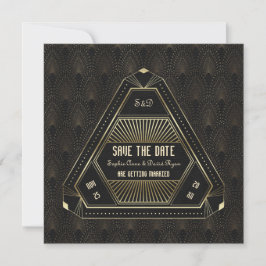 Reserve A Data Casamento Vintage Gold Great Gatsby Save The Date