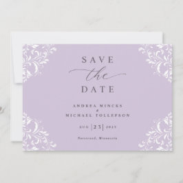 Reserve A Data Casamento vintage Lilac de Lavanda Elegante