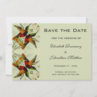 Reserve A Data Casamento Vintage Save the Date Beija-flores Flore