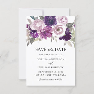Reserve A Data Casamento Violeta Violeta Floral Por Aquarela