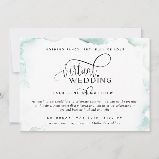 Reserve A Data Casamento Virtual Online, Manchas de Aquarela Eleg (Frente)