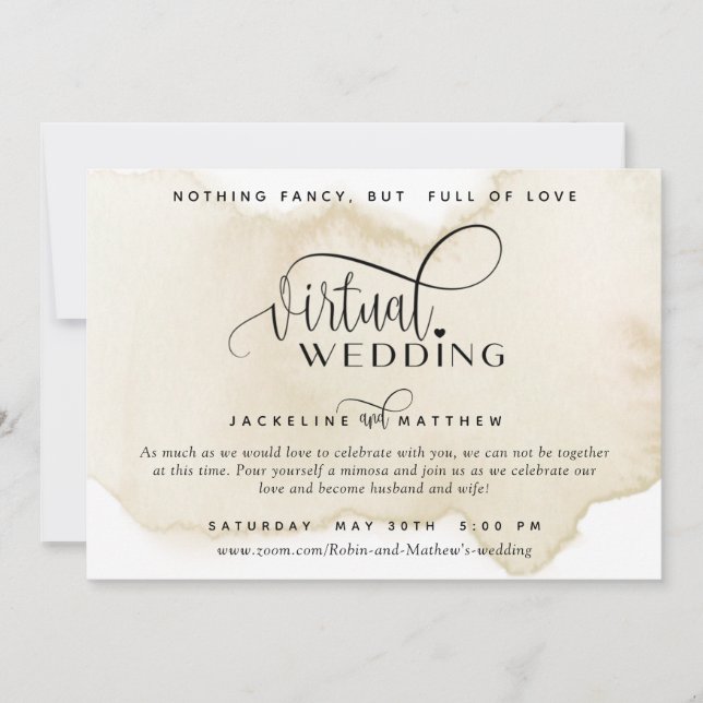 Reserve A Data Casamento Virtual Online, Sand Tan Watercolor (Frente)
