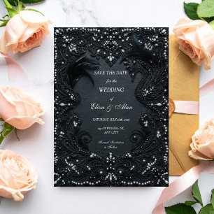 Reserve A Data Casamento Vitoriano de Luxo Gótico Preto