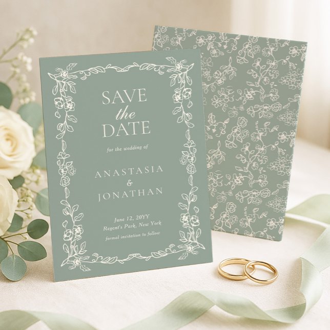 Reserve A Data Casamento Vitoriano em Verde Salvia Antigo (Criador carregado)
