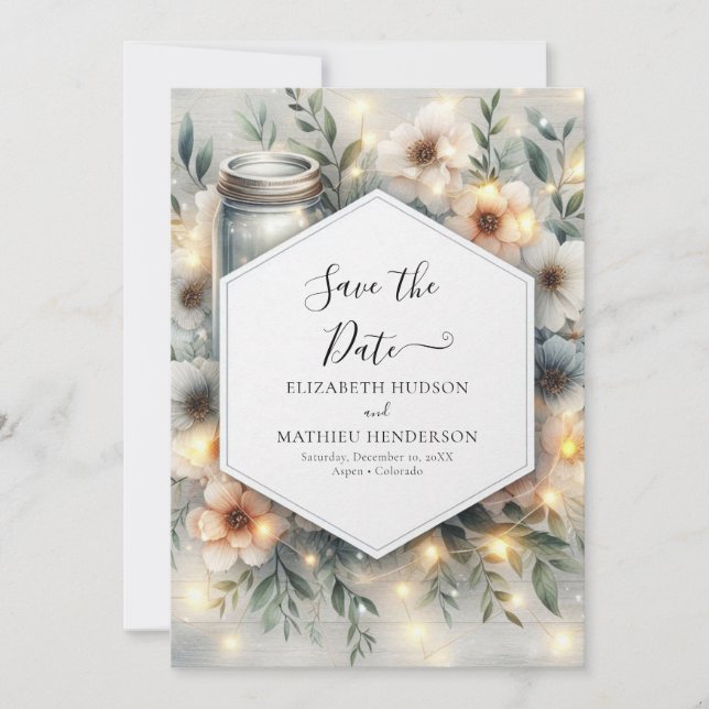 Reserve A Data Casamento Whimsical Digital Mason Jar (Frente)