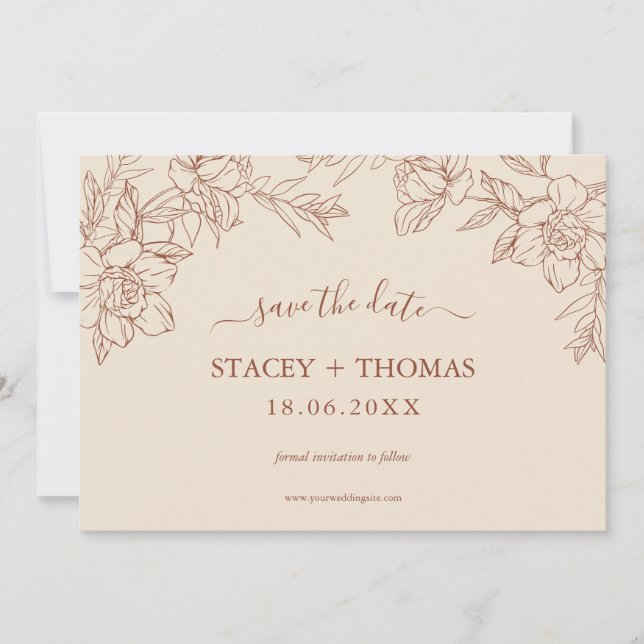 Reserve A Data Casamento Whimsical Elegante Terracotta (Frente)