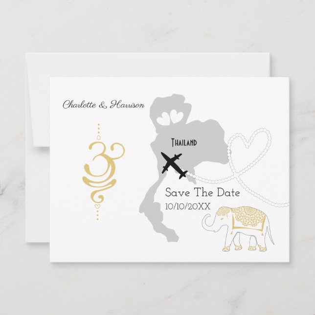 Reserve A Data Casamentos No Exterior Da Tailândia Salvem A Data (Frente)