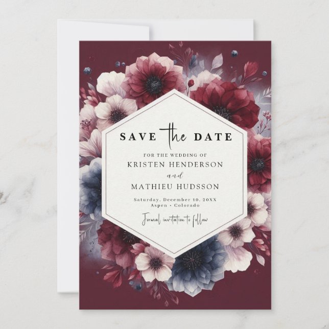 Reserve A Data Casual Burgundy Wedding (Frente)