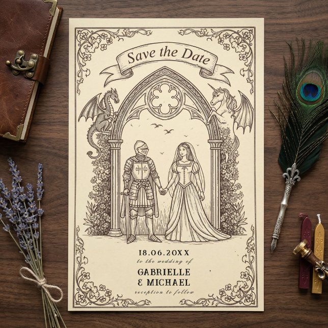 Reserve A Data Cavaleiro Fantasia Dragão Casamento Gótico (Criador carregado)