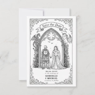 Reserve A Data Cavaleiro Gótico Medieval Noiva Noivo Data do Casa