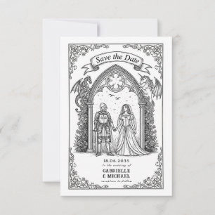 Reserve A Data Cavaleiro Gótico Medieval Noiva Noivo Data do Casa
