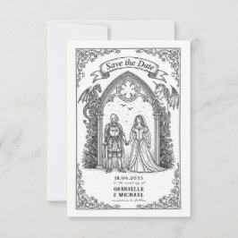 Reserve A Data Cavaleiro Gótico Medieval Noiva Noivo Salva a Data