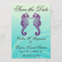 Cavalo-marinho roxo e azul Salvar a data