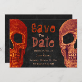 Reserve A Data Caveira Gótica Laranja Negro Halloween Salvar Data