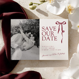 Reserve A Data CECILIA Burgundy Save the Date with Photo