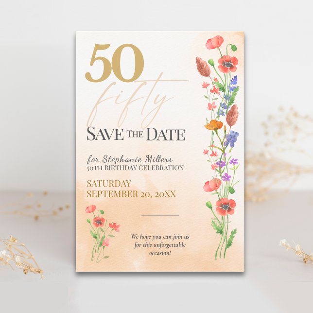 Reserve A Data Celebração de 50º Aniversário com Flor Silvestre S (Criador carregado)