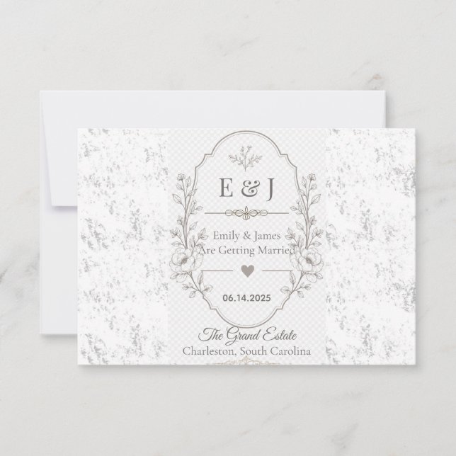 Reserve A Data Celebração de Casamento Romântico de Luxo Design (Frente)