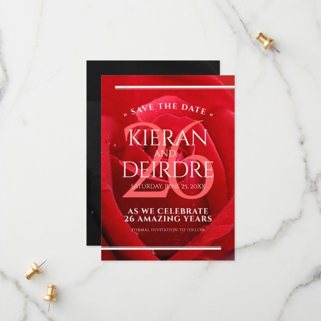 Reserve A Data Celebração do Aniversário de Casamento do Rosa Ele (Frente/Verso In Situ)