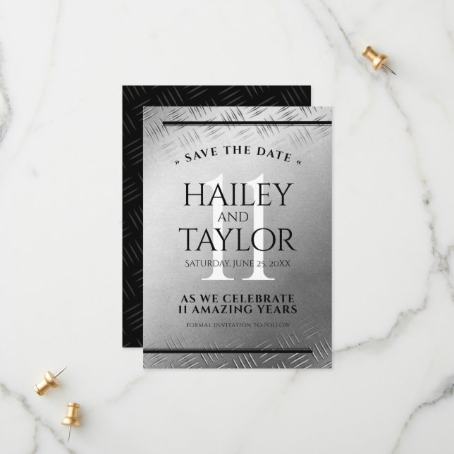 Reserve A Data Celebração do Aniversário do Casamento de Aço Eleg (Frente/Verso In Situ)