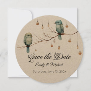 Reserve A Data Celebração Rustic Woodland Love Birds
