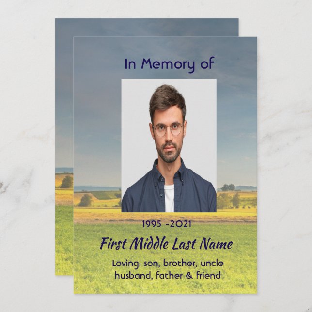 Reserve A Data Celebration of Life Service  Farm Crop Prairie (Frente/Verso)