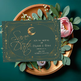 Reserve A Data Celestial Gold Moon Stars Frame Green