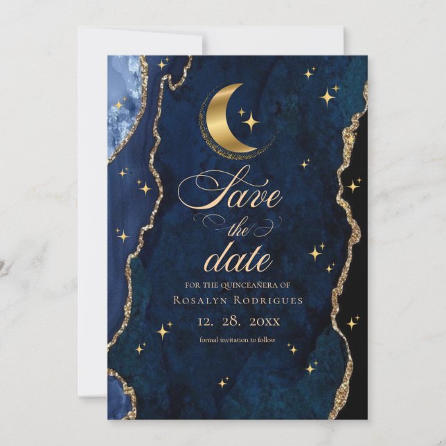 Reserve A Data Celestial Quinceanera Stars and Moon Blue (Frente)