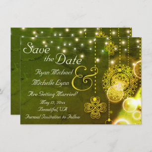 Reserve A Data Celtic Clovers and String Lights Irish Weding