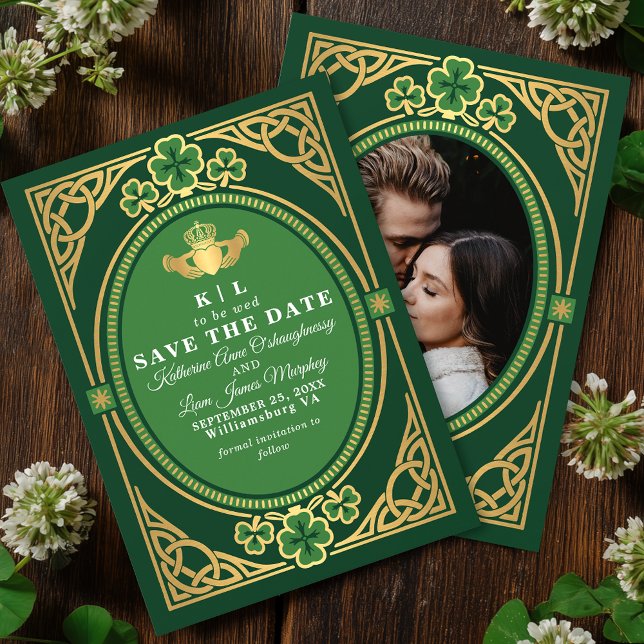 Reserve A Data Celtic Knot Claddagh Shamrock Wedding Green  (Criador carregado)