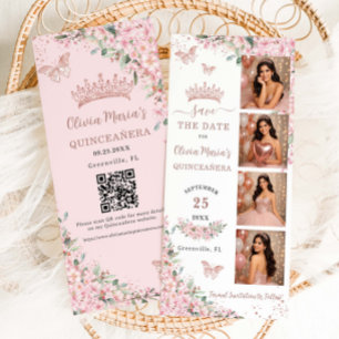 Reserve A Data Cerejeiras em Flor Rosa Dourado Photo Booth Quince