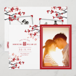 Reserve A Data Cerejeiras Vermelhas Dupla Felicidade Chinesa Foto