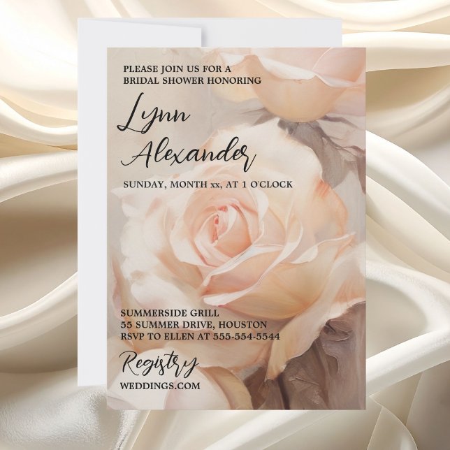 Reserve A Data Chá de Bebê Elegantes Rosas de Verão (Elegant Summer Roses Bridal Shower Save The Date)