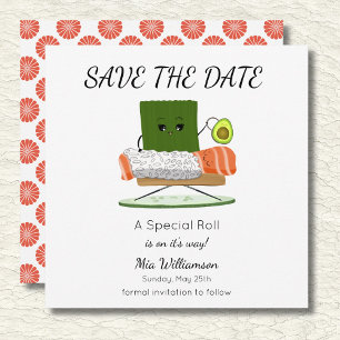 Reserve A Data Chá de Bebê Kawaii: Tema de Sushi e Rolinho de Sal