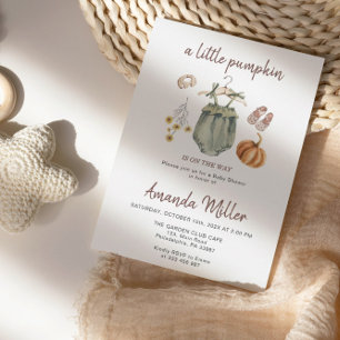 Reserve A Data Chá de fraldas Abóbora Menino Minimalista